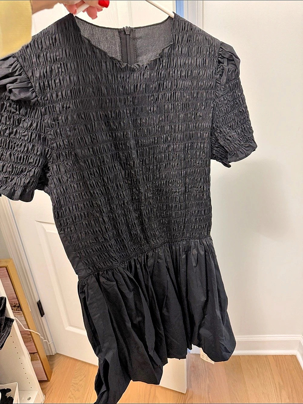 LaFengsy Mini Smocked Dress in Black Size Medium NWT